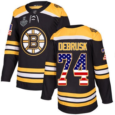 NHL Bruins #74 Jake DeBrusk Schwarz Heim USA Flag 2019 Stanley Cup